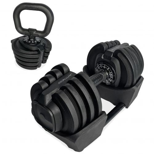 Jk Fitness Manubrio a carico selezionabile 1,5 - 18 kg + Kettlebell a carico selezionabile 1 - 10 kg - MS18J