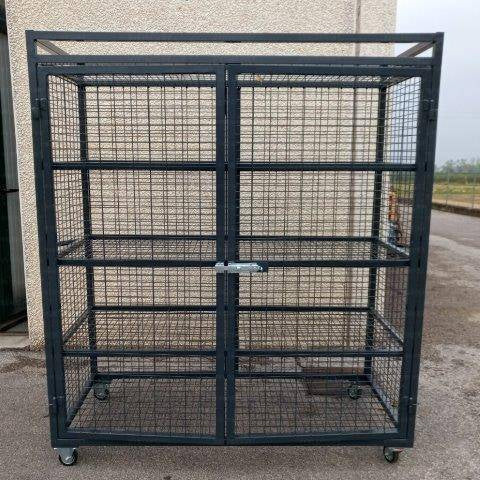 Vivisport Armadio Porta Attrezzi in Rete Verniciato con Maniglioni e Ruote - Art. 1048