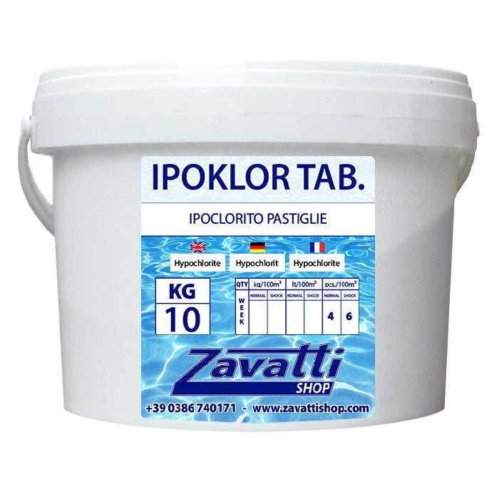 Piscinaonline 10 Kg Ipoklor Tab - Ipoclorito di Calcio in Pastiglie da 200 gr