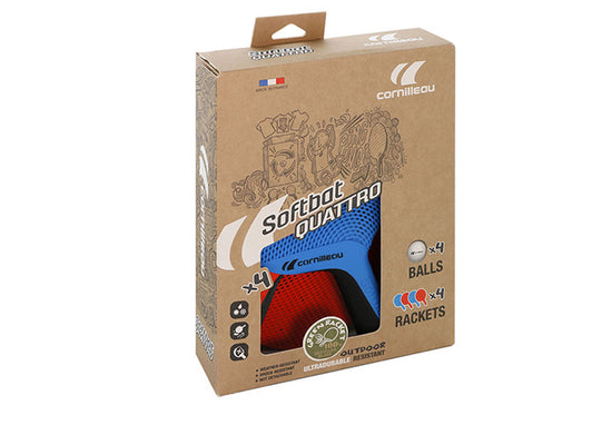 Cornilleau Kit 4 Racchette + 4 palline ping pong Soft Bat da esterno