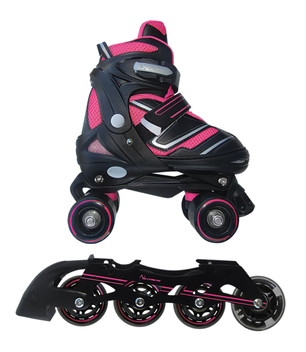 Nextreme Pattini a rotelle trasformabili in pattini in linea 2in1 REVERSE fucsia S