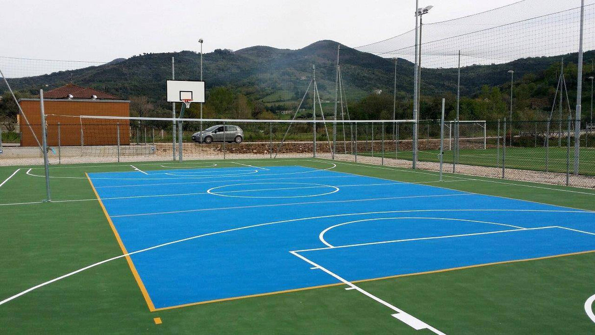 Vivisport Impianto monotubo, installabile basket/minibasket, tabelloni in resina melaminica, fissaggio a terra con bussola, struttura smontabile - ART. 4211