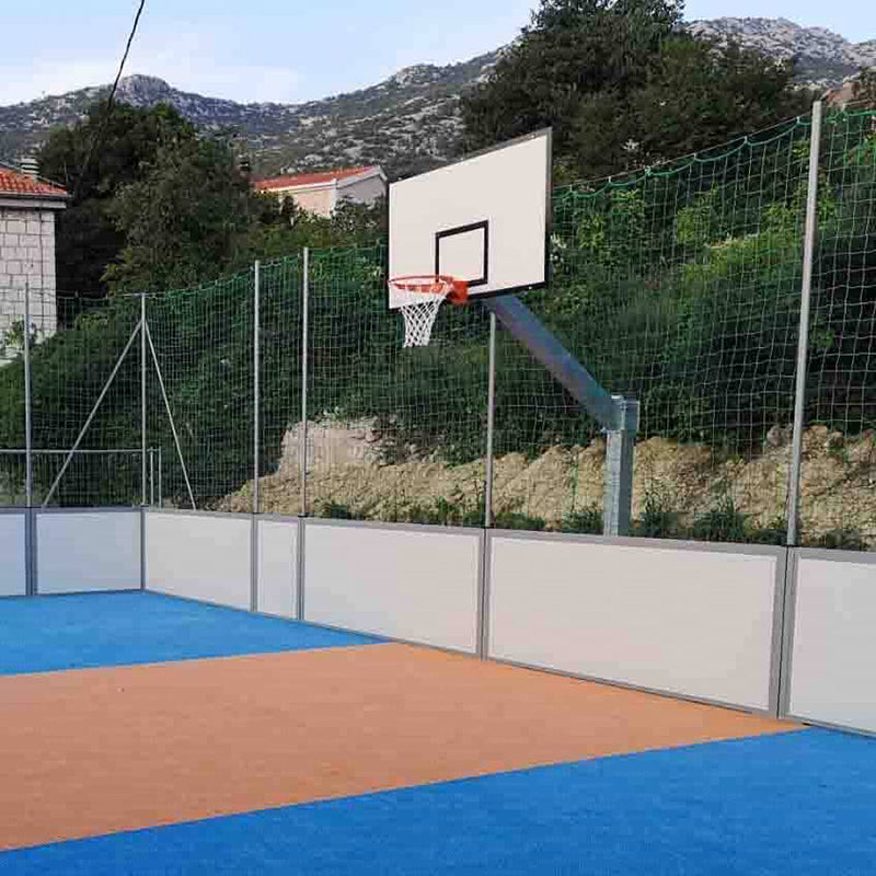 Vivisport Impianto monotubo, installabile basket/minibasket, tabelloni in resina melaminica, fissaggio a terra con bussola, struttura smontabile ART.4213.