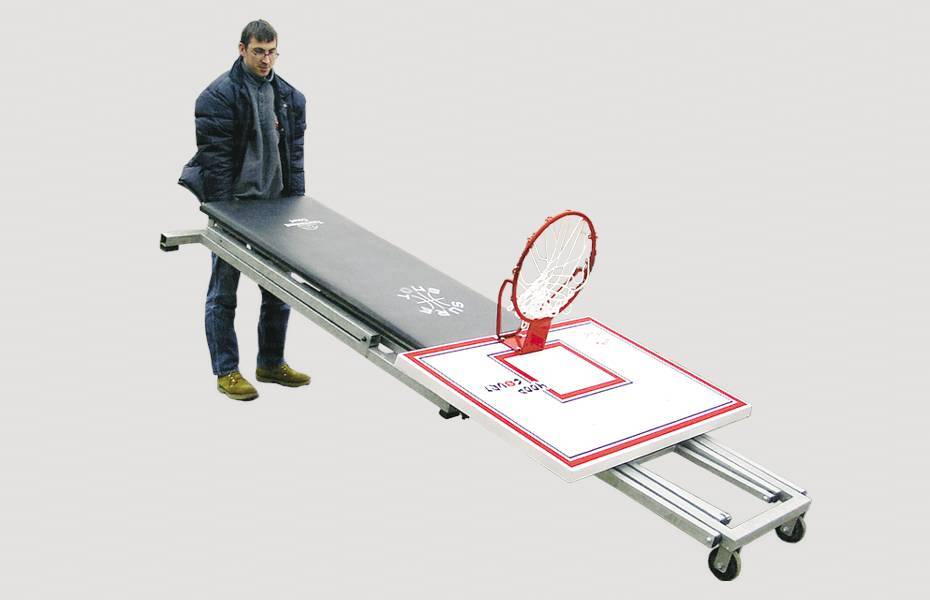 Vivisport Mezzo impianto basket/minibasket mod. Streetball, pieghevole, altezza canestro regolabile da 210 a 305 cm., tabellone rettangolare 110x90 cm, zavorra non inclusa - ART. 4223