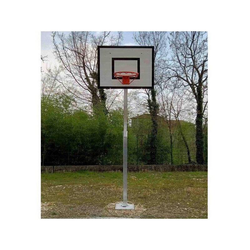Vivisport Mezzo impianto minibasket/basket monotubo sez. 10x10 cm., zincato a caldo, tabellone minibasket 120x90 cm., fissaggio a terra con piastra - ART. 4233