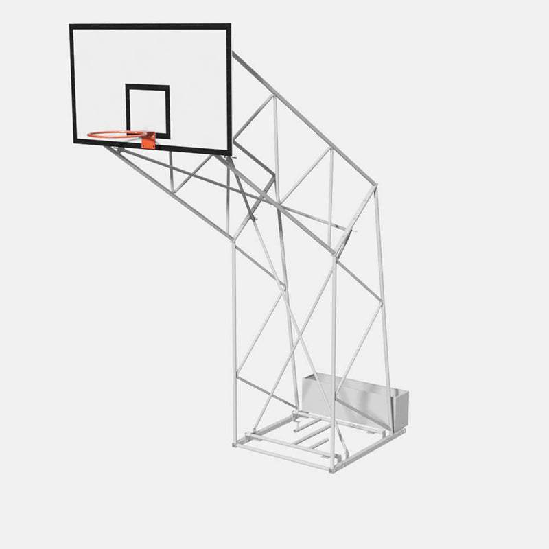 Vivisport Impianto basket a traliccio in acciaio zincato, smontato, trasportabile con tabellone in legno montato su telaio rinforzato - ART. 4252