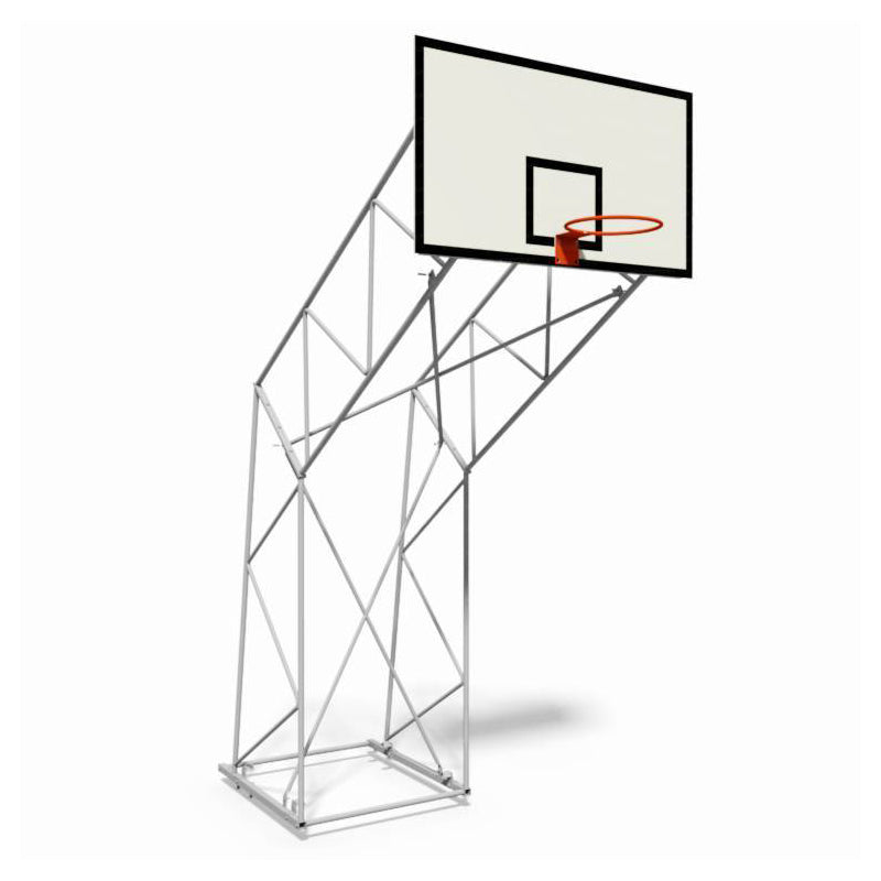 Vivisport Impianto basket a traliccio in acciaio zincato, smontato, fisso con tabellone in resina melaminica montato su telaio rinforzato - ART. 4256