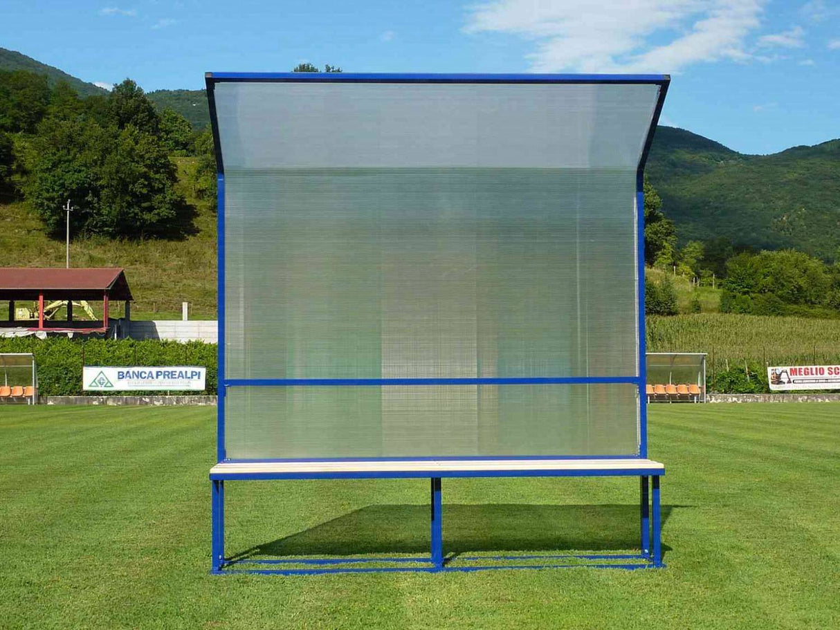 Vivisport Panchina serie economica, modulo da 2 m. - in acciaio verniciato con copertura in policarbonato alveolare - art. 6200