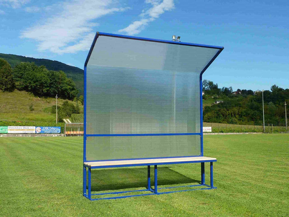 Vivisport Panchina serie economica, modulo da 2 m. - in acciaio verniciato con copertura in policarbonato alveolare - art. 6200