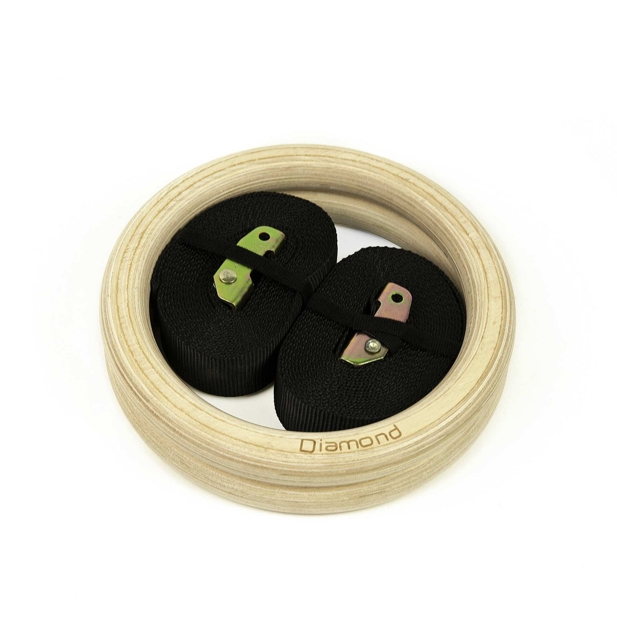 Diamond Coppia Anelli Ginnastica in Legno con Strap 3,8 mm - AGLD