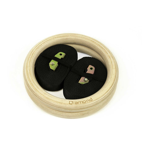 Diamond Pair Wooden Gymnastic Rings with Strap 3.8mm
