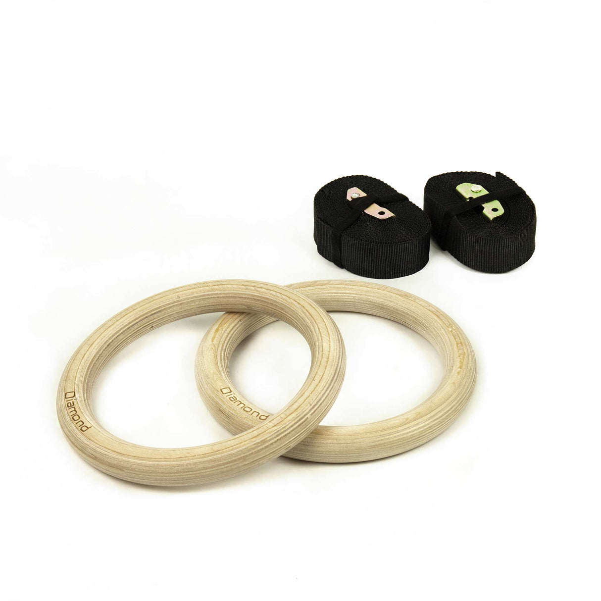 Diamond Coppia Anelli Ginnastica in Legno con Strap 3,8 mm - AGLD