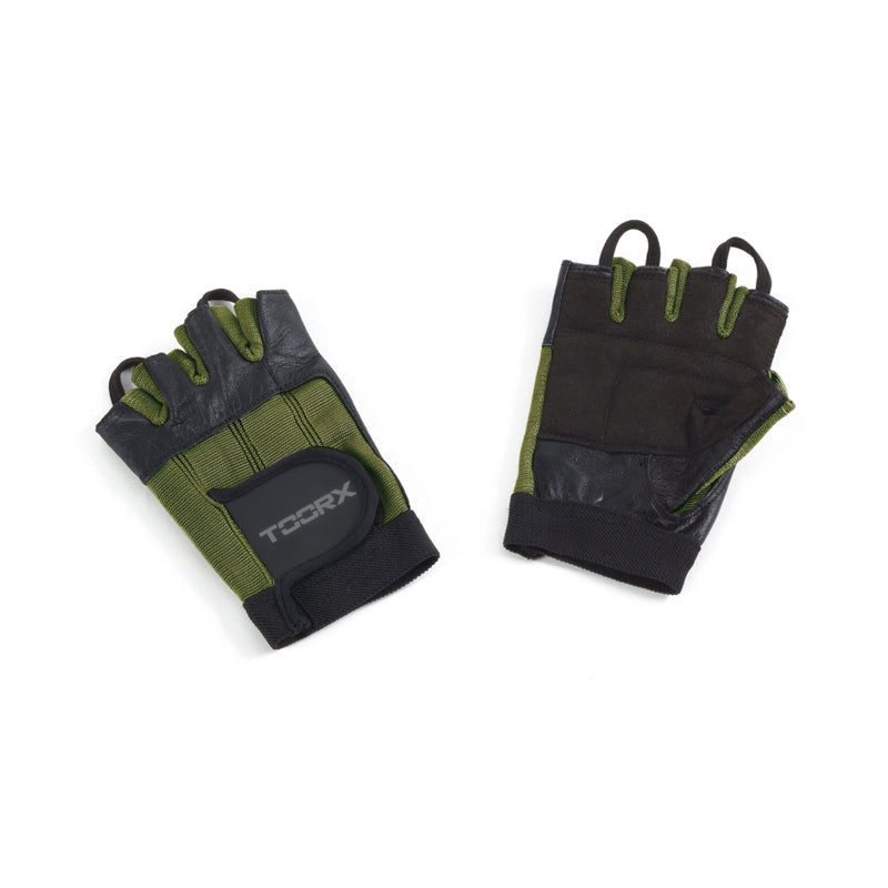 Toorx Guanti in pelle, Spandex e pelle scamosciata (nero/verde militare)