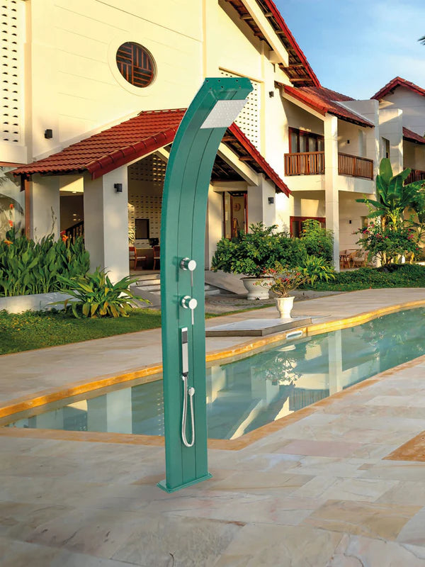 Arkema Doccia tradizionale da giardino DADA CURVA con doccetta mobile, in alluminio - D345