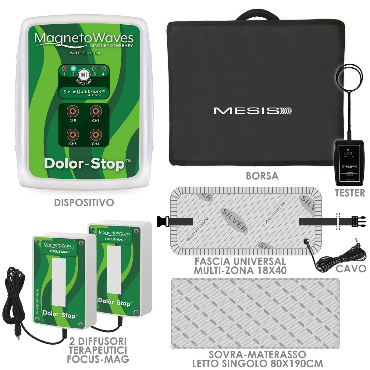 Mesis Magnetoterapia MagnetoWaves Dolor-Stop - Dotazione SINGLE BED PLUS
