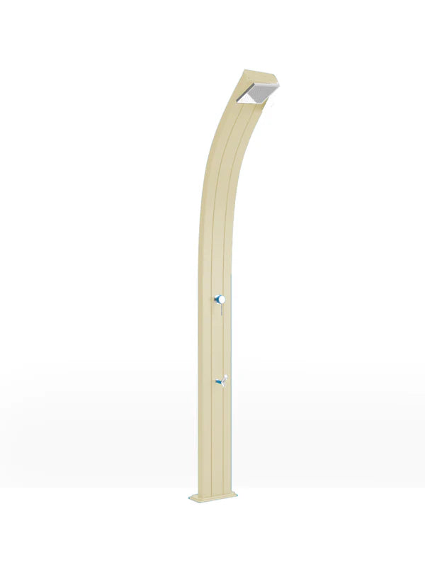 Arkema SPRING CURVED 25 LITER outdoor solar shower in aluminum, with foot washer - A120