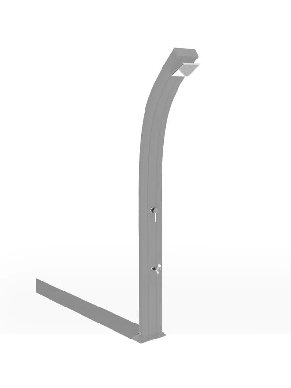 Arkema Doccia Tradizionale da esterno ad acqua calda e fredda SPRING CURVA in alluminio con lavapiedi - A125