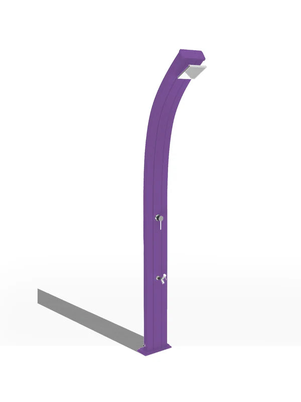 Arkema Doccia Tradizionale da esterno ad acqua calda e fredda SPRING CURVA in alluminio con lavapiedi - A125