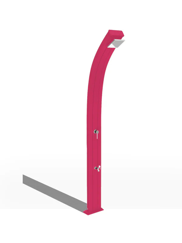 Arkema Doccia Tradizionale da esterno ad acqua calda e fredda SPRING CURVA in alluminio con lavapiedi - A125