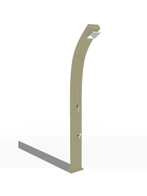 Arkema Doccia Tradizionale da esterno ad acqua calda e fredda SPRING CURVA in alluminio con lavapiedi - A125