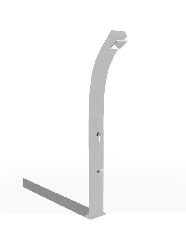 Arkema Doccia Tradizionale da esterno ad acqua calda e fredda SPRING CURVA in alluminio con lavapiedi - A125