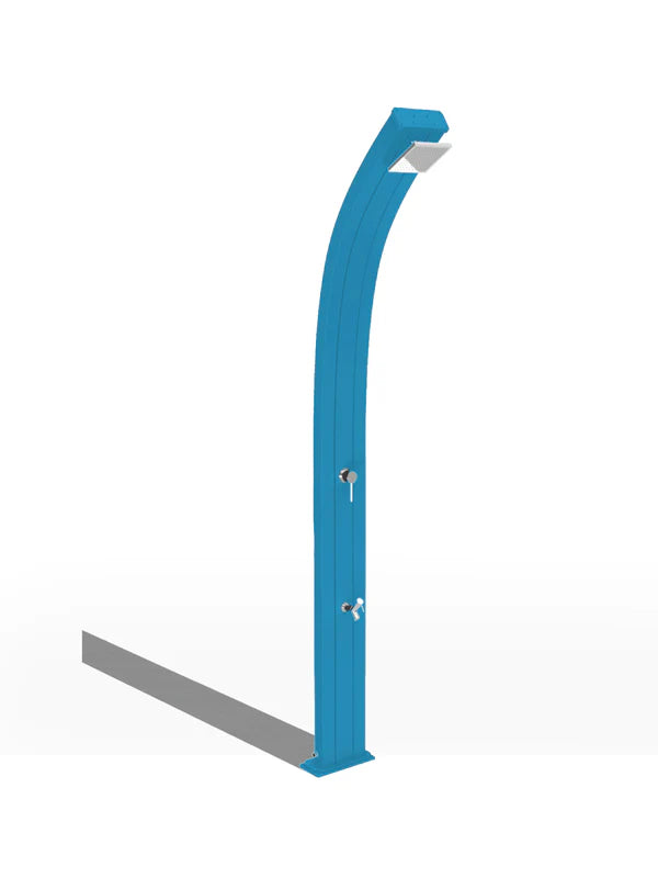 Arkema Doccia Tradizionale da esterno ad acqua calda e fredda SPRING CURVA in alluminio con lavapiedi - A125