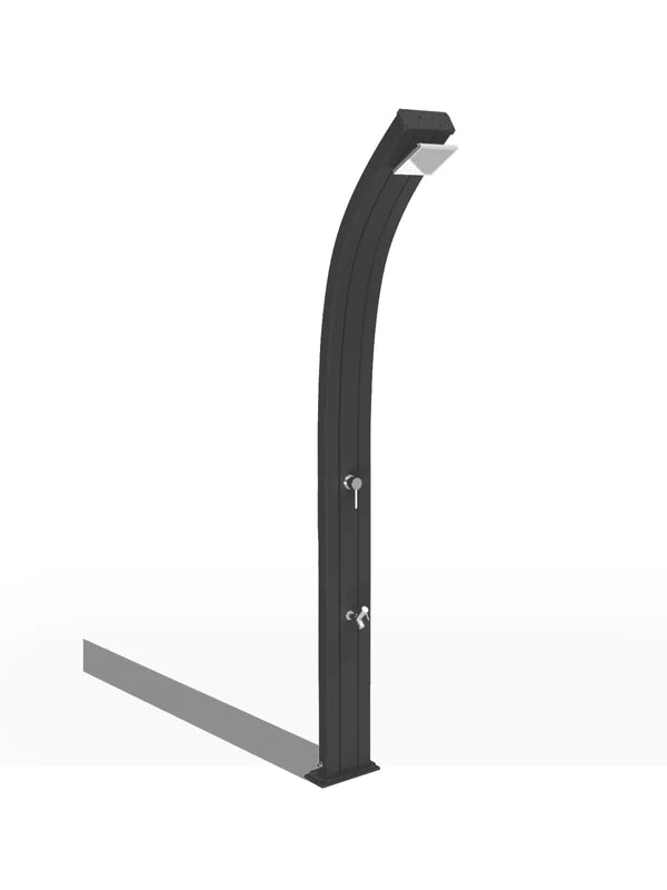 Arkema Doccia Tradizionale da esterno ad acqua calda e fredda SPRING CURVA in alluminio con lavapiedi - A125