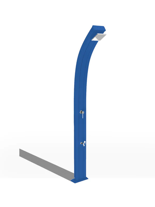 Arkema Doccia Tradizionale da esterno ad acqua calda e fredda SPRING CURVA in alluminio con lavapiedi - A125