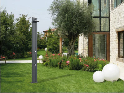 Arkema SPRING S 25 LITER Solar Garden Shower in Aluminum, with Foot Washer - A220