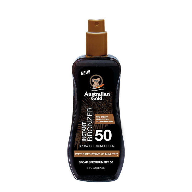 Australian Gold SPF 50 spray gel + bronzer