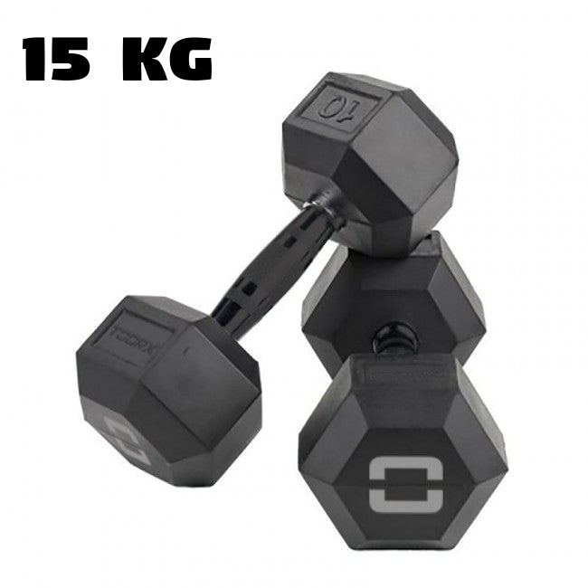 Toorx manubrio esagonale gommato nero 15 kg - AMEG-15