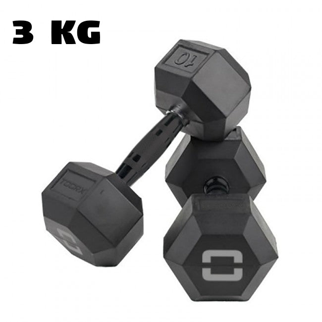 Toorx manubrio esagonale gommato nero 3 kg - AMEG-3