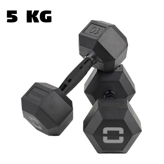 Toorx manubrio esagonale gommato nero 5 kg - AMEG-5