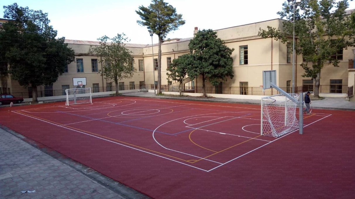 Vivisport Impianto monotubo, installabile basket/minibasket, tabelloni in resina melaminica, fissaggio a terra con bussola, struttura smontabile - ART. 4211