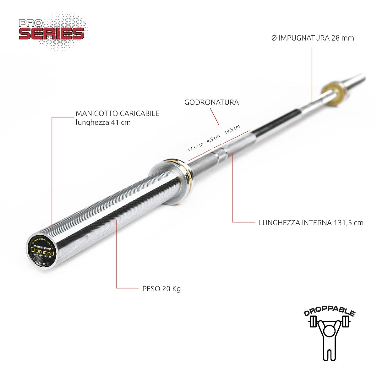 Diamond Bilanciere Olimpico Competizione Kg 1000 - BOCD220N