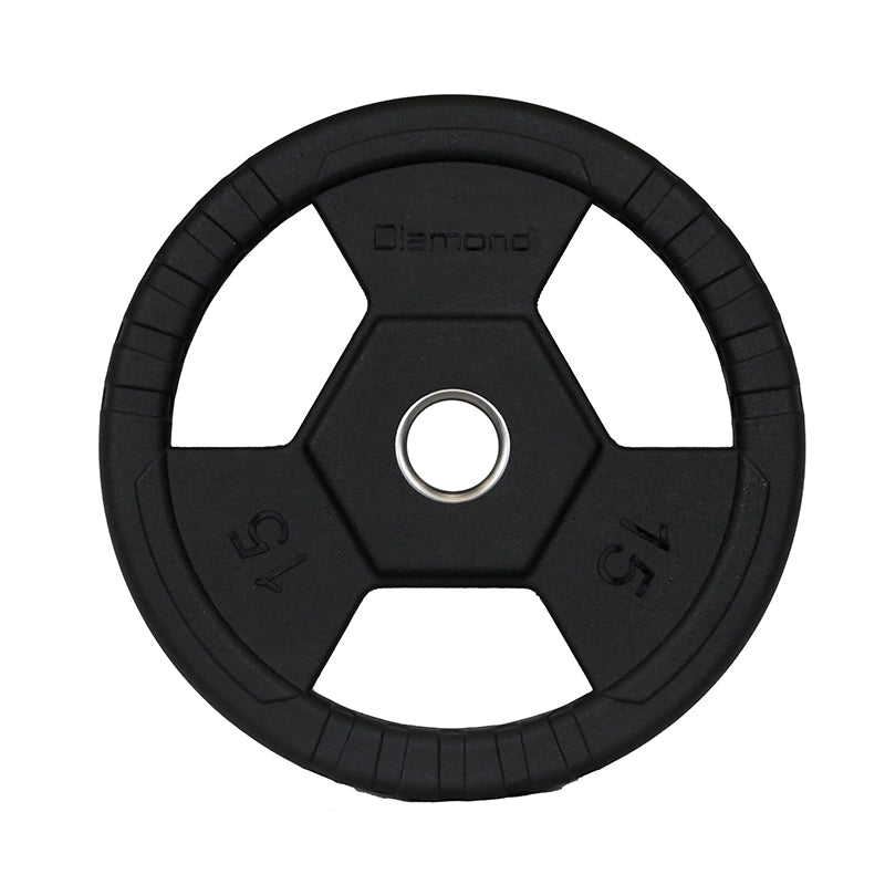 Diamond Disco Olimpico Gommato Ruvido Tri-Grip foro 50 mm - 15 Kg