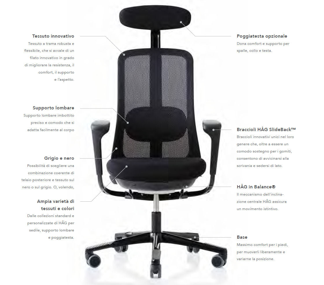 Hag Sofi Mesh 7500 Black + Poggiatesta