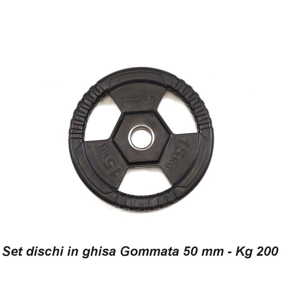 Toorx Set ghisa gommata Kg 200 - DIAM.50 MM