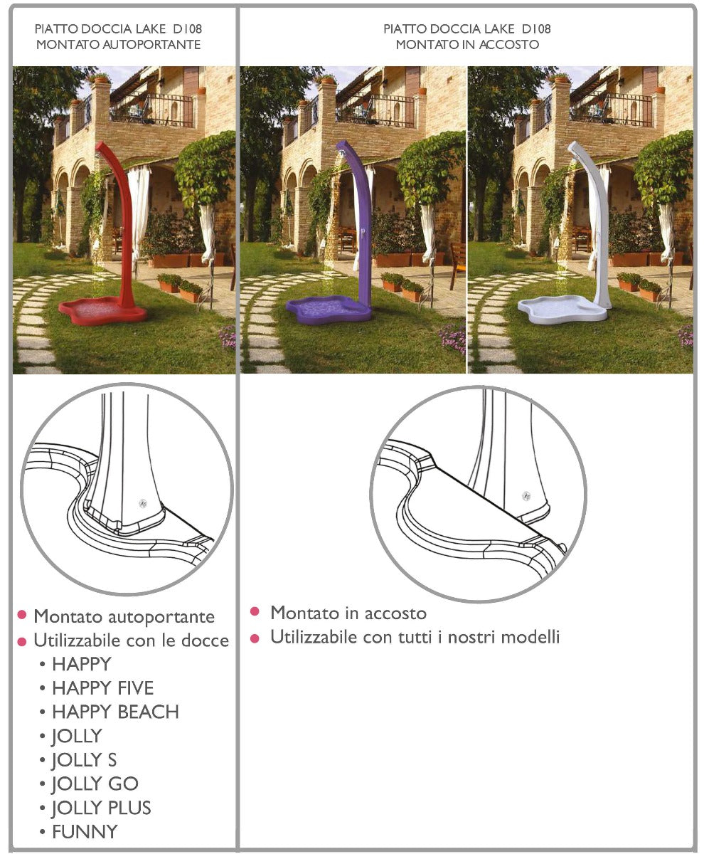 Arkema Laghetto (Lake) Self-supporting shower tray - D108