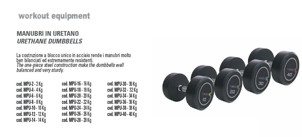 Toorx Set Manubri Professionali Uretano da 4 a 24 kg (Totale 308 kg.- 11 coppie)