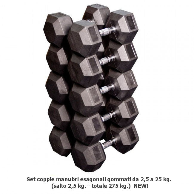 Set Manubri Esagonali In Gomma 5-100 Libbre Con 2 Rack A 3 Livelli - Nuovissimo