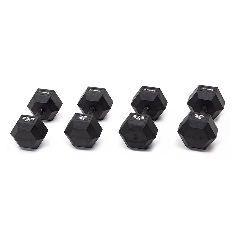 Diamond Set 4 coppie Manubri Gommati Esagonali black 22,5-30 Kg - MGED-B22,5-30