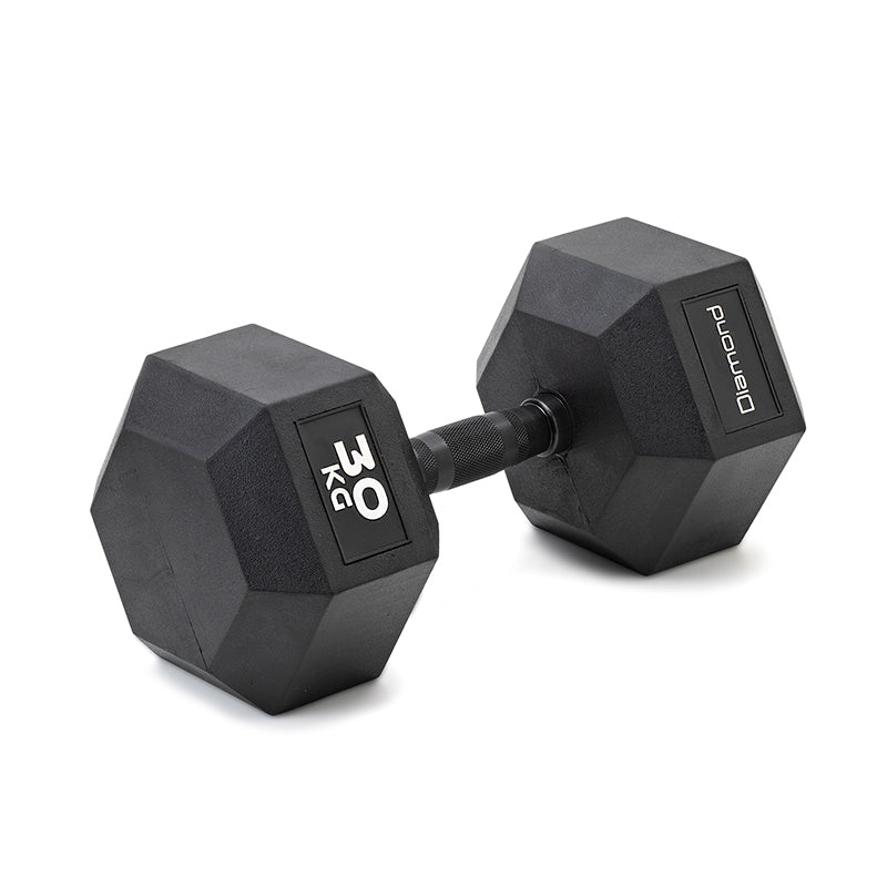 Diamond Set 4 coppie Manubri Gommati Esagonali Black Oxide 22,5-30 Kg - MGED-B22,5-30