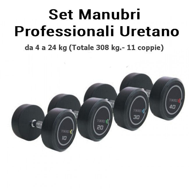 Toorx Set Manubri Professionali Uretano da 4 a 24 kg (Totale 308 kg.- 11 coppie)