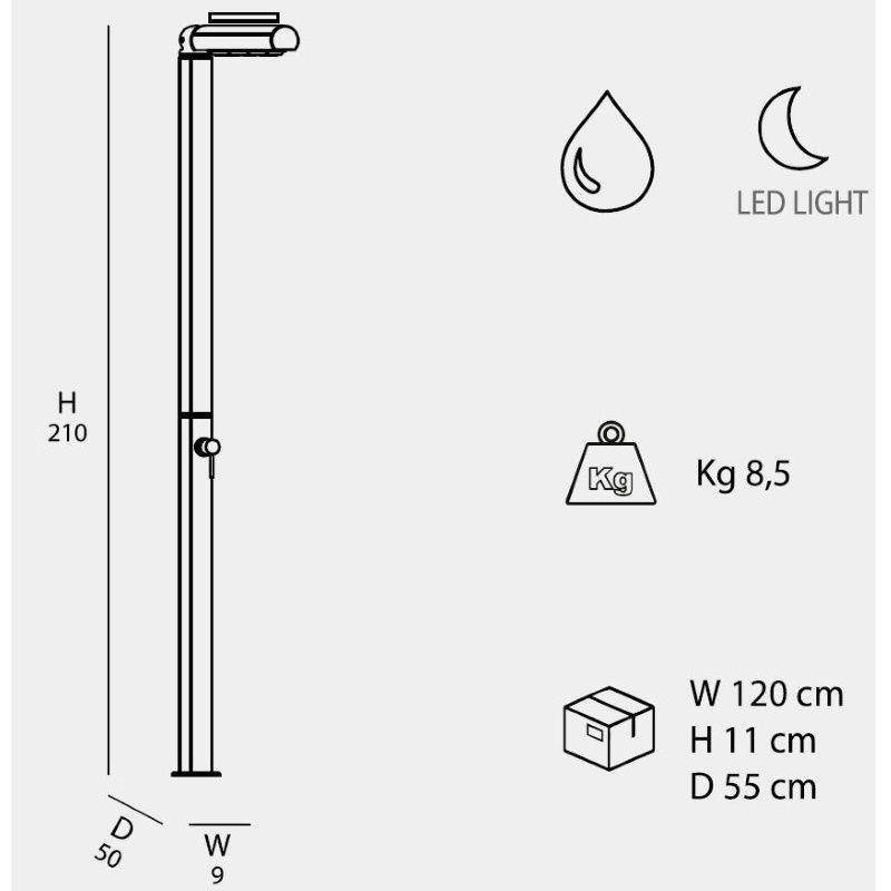 Arkema Doccia tradizionale Quick con illuminazione LED - Q805