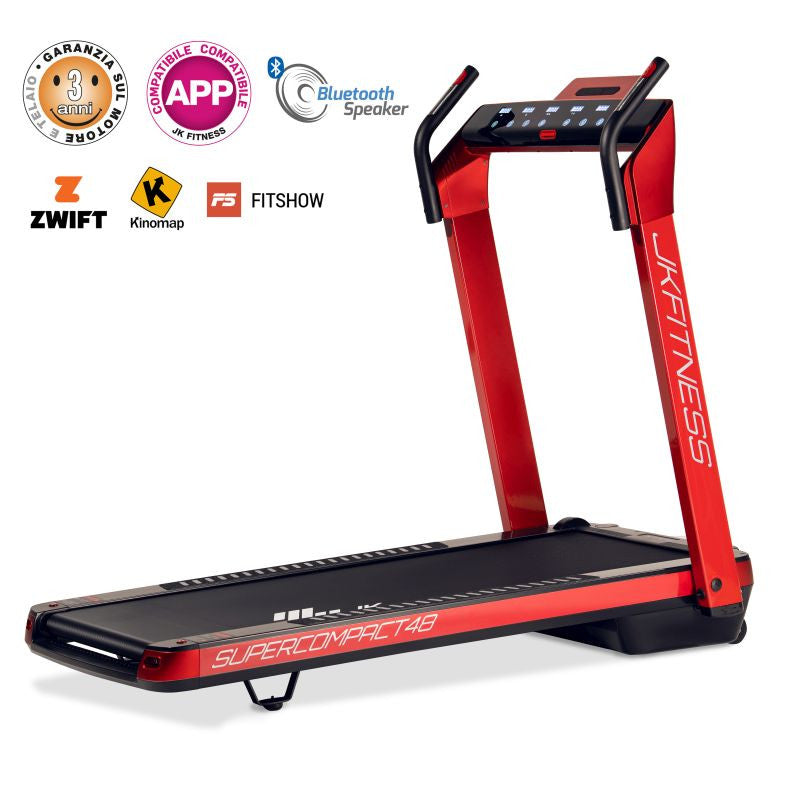 JK Fitness Tapis Roulant SUPERCOMPACT48 Red - compatibile Zwift e Kinomap