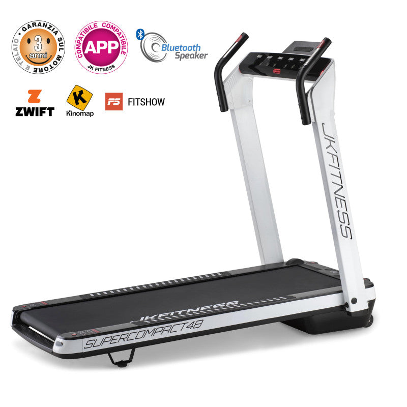 JK Fitness Tapis Roulant SUPERCOMPACT48 SC48-White - compatibile Zwift e Kinomap