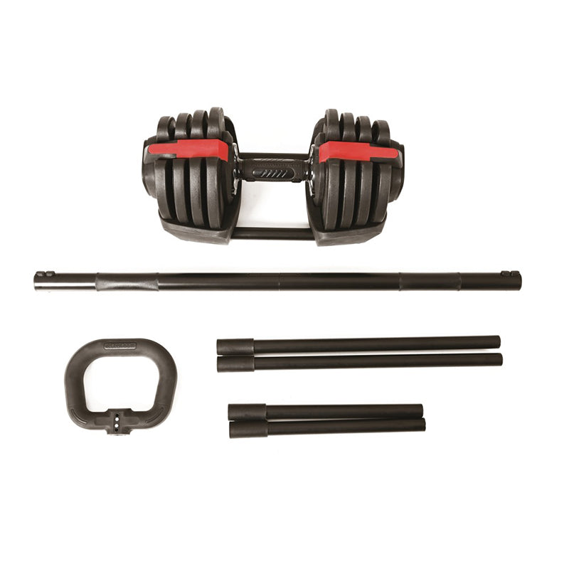 Toorx Set 3 in 1 composto da manubrio, bilanciere, 2 kettlebell a carico regolabile con selezionatore MBKCR-18