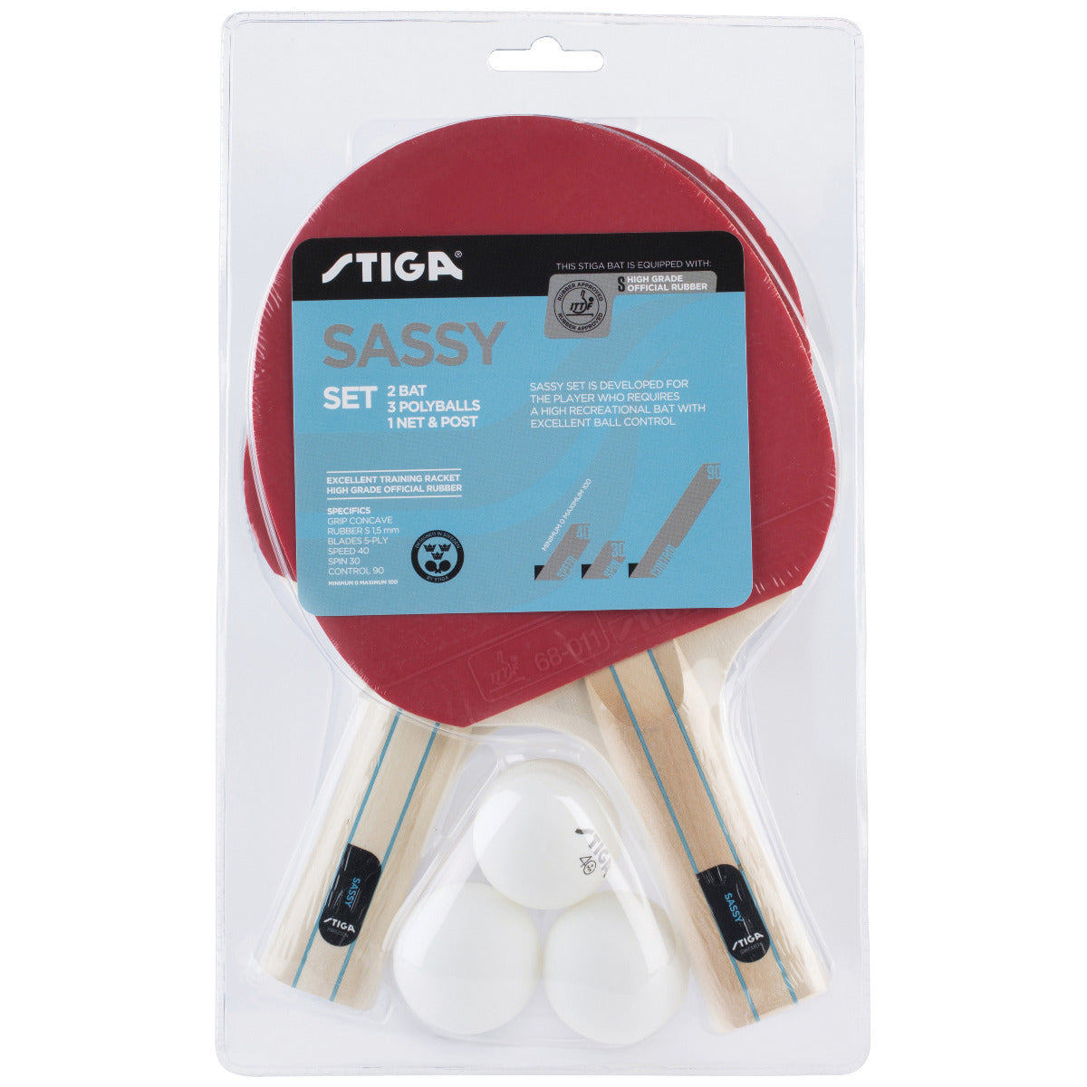 Stiga set Sassy - 2 racchette e 3 palline + rete e tendirete (Hobby Line)