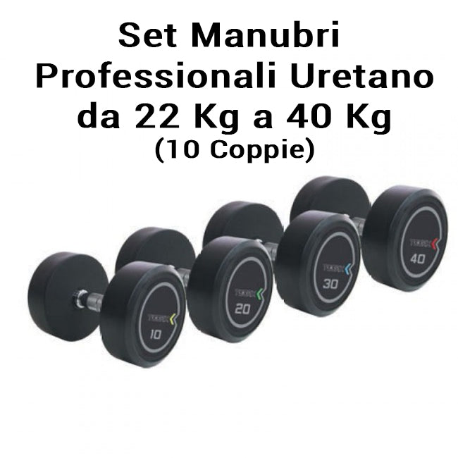Toorx Set Manubri Professionali Uretano da 22 a 40 kg (10 Coppie)